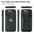 thumbnail image 6 of ELEHOLD for iPhone 12 Pro / 12 Detachable Wallet Case Premium PU Leather 2-in-1 Magnetic Removable Zipper Card Holders RFID Blocking Logo Hollow View Shockproof Protection Kickstand Case,black, 6 of 8