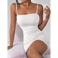 thumbnail image 6 of Women's Sleeveless Ruched Spaghetti Strap Bodycon Mini Dress White M, 6 of 8