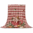 thumbnail image 2 of Christmas Throw Flannel Blanket 50x80In Watercolor Red Cappuccino Stripe Linen Texture Super Soft Cozy Bed Blanket, Lightweight Plush Fuzzy Bed Throw for Bedroom Sofa Couch Living Room, 2 of 4