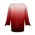 thumbnail image 4 of HAiming Womens V Neck 3/4 Sleeve T-Shirts Trendy Gradient Color Casual Basic Tops Summer Loose Pullover Tees Blouses, 4 of 4