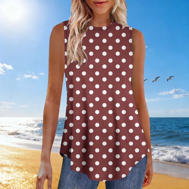 TaTaai Random Print Women Tank Top Summer Regular Fit Sleeveless Crew Neck Pullover Non See-through Machine Washable No Fading Casual Fashion Daily Wear Top Gift