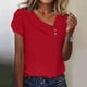 thumbnail image 2 of Camisetas Casuales de las Mujeres, Suelto Verano Color Sólido, Cuello en V Manga Corta para las Mujeres, 2 of 5