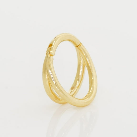 Anygolds 14K REAL Solid Gold Double Septum Hoop Ring Piercing, Cartilage Daith Helix Tragus Conch Septum Nose Body Clicker Earring Jewelry - MBJ5521-7Y Yellow Gold