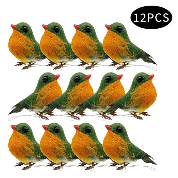 12PCS Robin Bird Christmas Tree Decoration Craft Very Cute Artificial Feather Craft