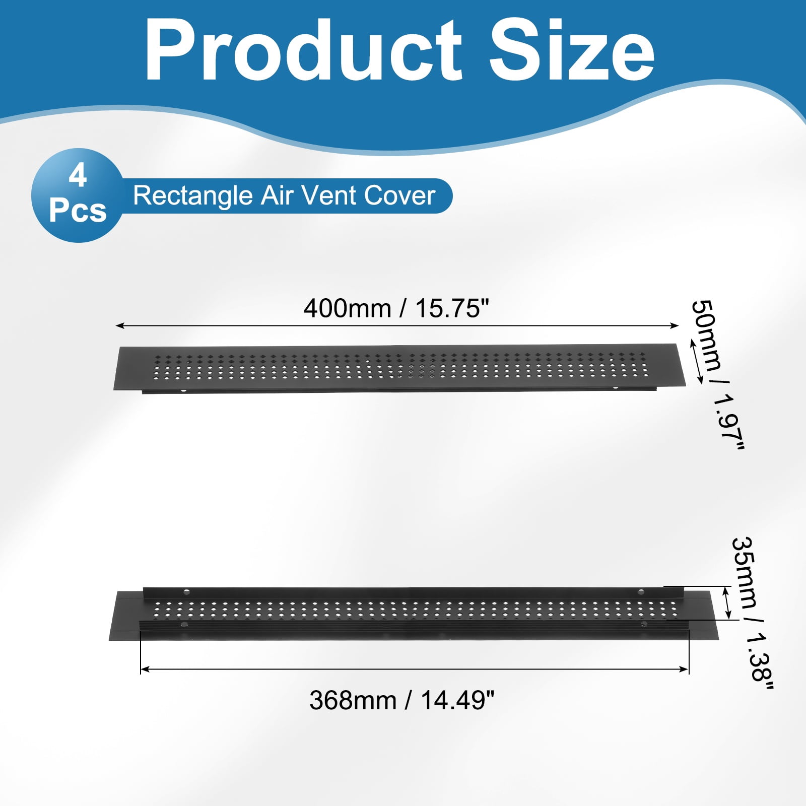 Uxcell 6 x 2 Inch Door Air Vent Cover, 3 Pcs Aluminum Grille Ventilation Cover Louvered Diamond Hole with Screws, Black