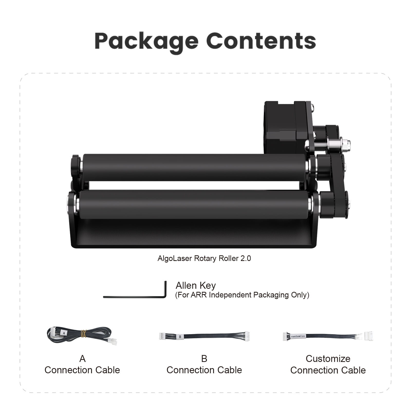 ORTUR Laser Rotary Roller YRR 3.0, Pre-assembled 360° Y-axis Rotary for Cylinder Engraving, Adjustable Diameters from 1mm-41mm