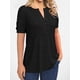 thumbnail image 2 of Camiseta Casual De Cuello Redondo Para Mujer, Camiseta Holgada De Verano Con Mangas Cortas, Botones, Plisado, Color Liso Y A La Moda., 2 of 4