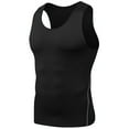thumbnail image 2 of Domuza Compression Shirts Men Casual Workout Gym Sleeveless Crew-Neck Base Layer Tshirts Summer Sports Blouses for Gym Running Basketball Black M, 2 of 4
