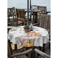 thumbnail image 3 of Round Outdoor Tablecloth With Umbrella Hole And Zipper– Orange Fall Thanksgiving Pumpkin Waterproof Patio Table Cover for Party, Picnic, Backyard, 60" Dia. , Vintage White Wood Textured, 3 of 8