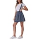 thumbnail image 4 of Falda de mezclilla para mujer, tirantes ajustables, mini tirantes, falda de mezclilla lavada, M azul retro, 4 of 6