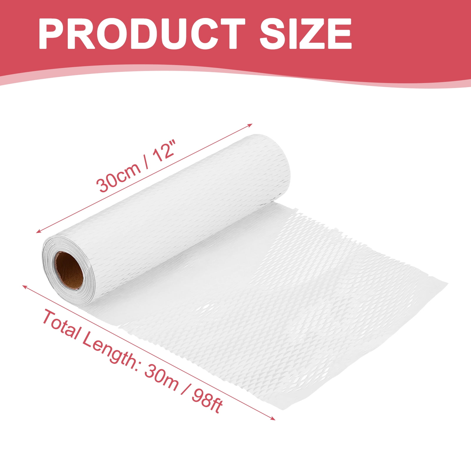 Uxcell Honeycombs Packing Paper Wrap, 12 Inch x 98 ft Wood Pulp Kraft Paper Bubble Pack Wrap Roll for Packing Shipping Moving, White