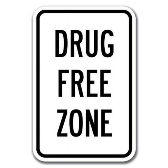 SignMission A-1218 Drug Free - Drug F Z 12 x 18 in. Drug Free Zone Heavy Gauge Aluminum Sign