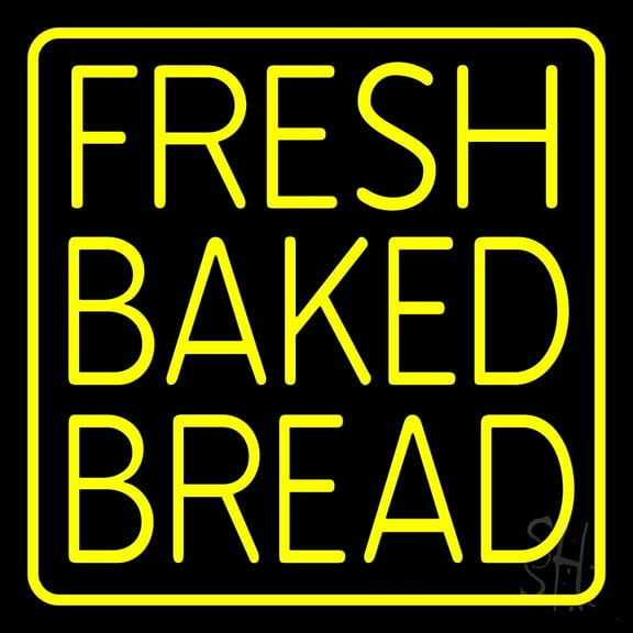 Yellow Fresh Baked Bread LED Neon Sign 16 x 16 - inches, Clear Edge Cut Acrylic Backing, with Dimmer - Bright and Premium built indoor LED Neon Sign for restaurant window and interior decor.