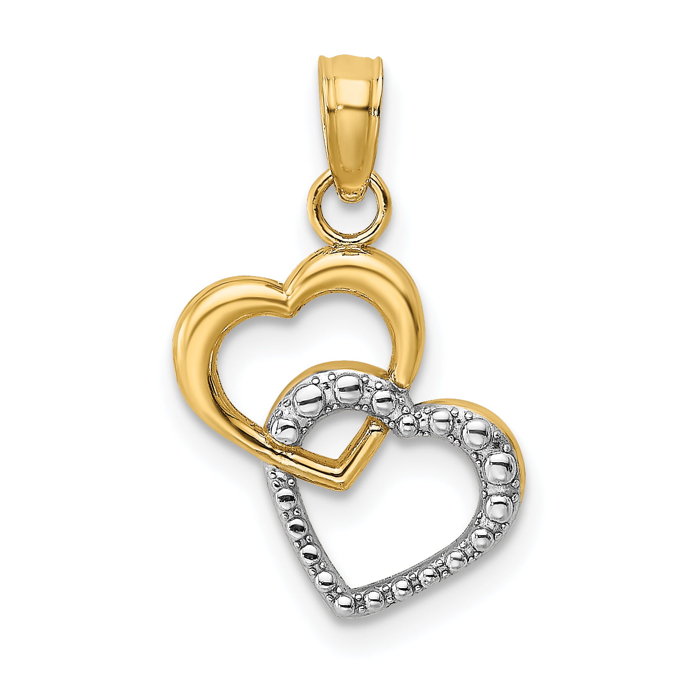 0.9IN long x 0.6IN wide 14k White Gold Etched Design 0.013 Gauge Engravable Heart Charm