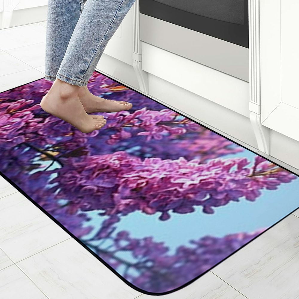 Qinduosi Decorative Door Mat, Door Mat with Non-Slip Rubber Backing, Easy Cleaning, Traps Dirt, for Entry, Patio, Garage - Lilac Violet Plant Bush Blossom Bloom Spring 19.68*47.24 in