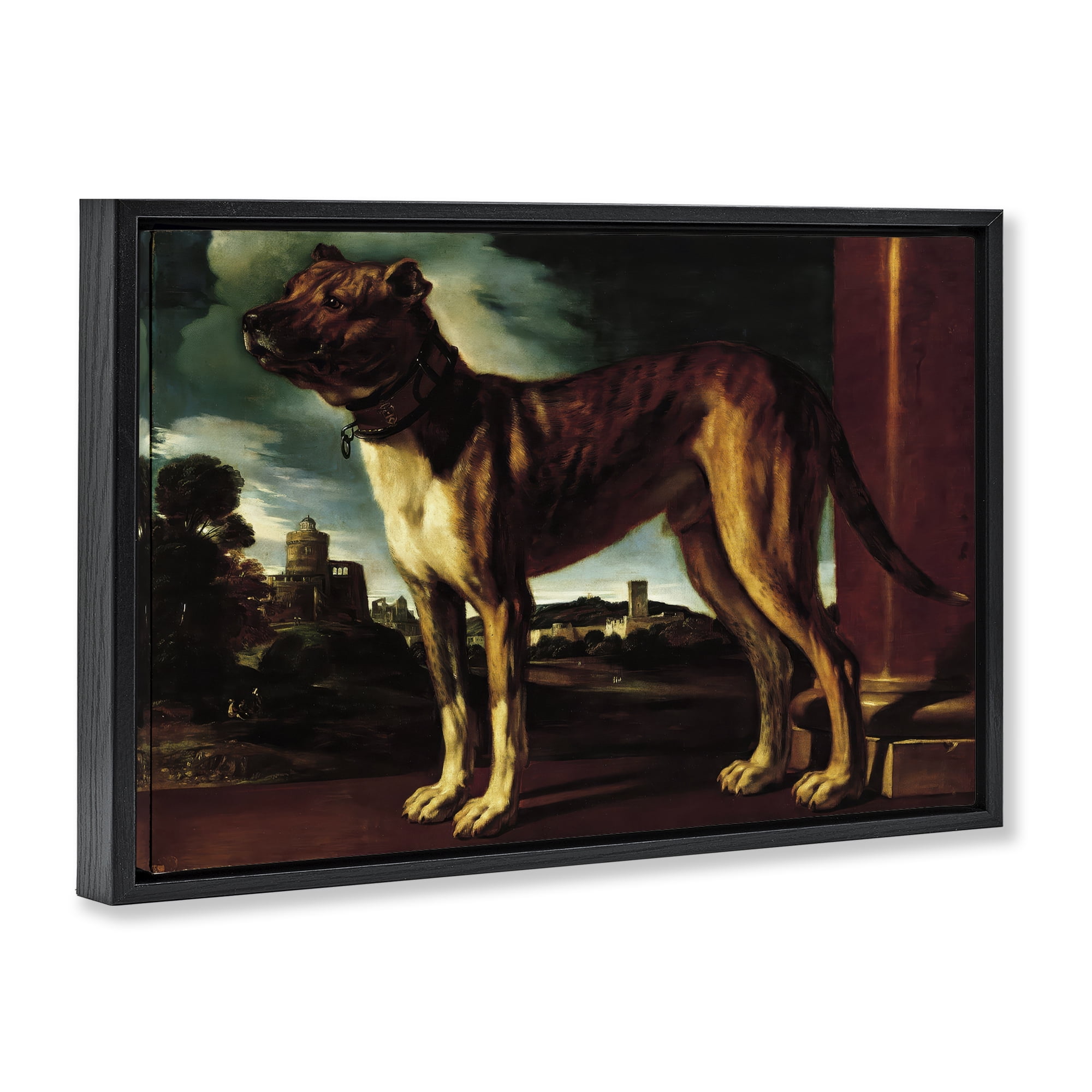 Stupell Industries Historical Aldrovani Dog Black Framed Floater Canvas Wall Art, design by Lil' Rue
