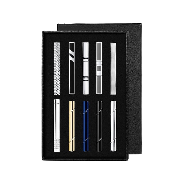 10 pcs tie pins set for men tie pin black silver colored gold colored for W