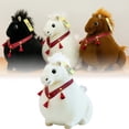 thumbnail image 2 of Animaux de Ferme Chevaux Réalistes 23cm Garçons et Filles Embrassant Cheval Brun Foncé Doux, 2 of 6