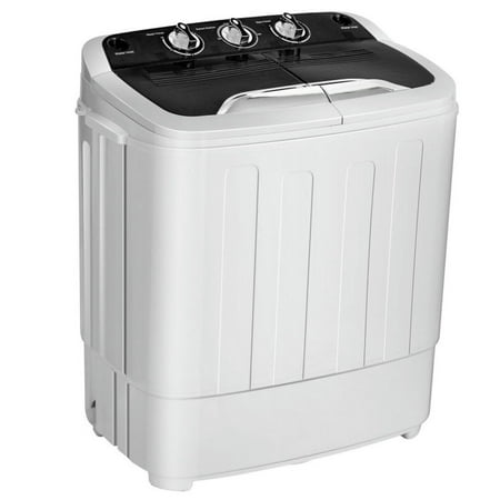Spaco 8 Lbs Compact Mini Twin Tub Washing Spiner Machine for Home and Apartment, Super Compact Washing Machine, Portable Washing Machine for Indoor, Black