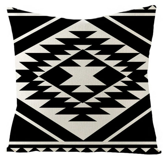 Guanhe Black white Geometric Style Throw Pillow Cover Decorative Throw Pillows Covers Decorative Cotton Linen Cushion Case 18''x18''