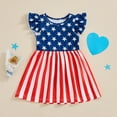 thumbnail image 2 of Douhoow Toddler Baby Girl Independence Day Dress Flying Sleeve Stars Stripe Print A-line Dress Girl Summer Dresses, 2 of 8