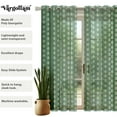 thumbnail image 5 of Vargottam Green Block Leaf Print Sheer Georgette Curtains for Windows & Small Doors - Set of 2 Panels, 72" Long, Grommet Top, Printed Light Filtering Drapes for Living Room or Study, 5 of 9