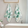 thumbnail image 5 of Watercolor Leaf Kitchen Hand Towels 2 PCS, Eucalyptus Leaves Fingertip Bath Towels Ultra Soft and Highly Absorbent, Decorative Face Towels Dish Washcloths, 28.3"x14.4", 5 of 5