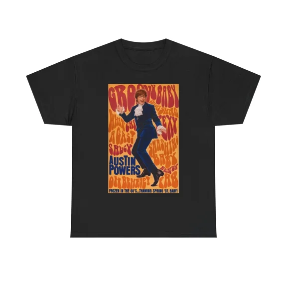 Austin Powers Spy Comedy Parody Retro Movie Style Graphic Unisex T-Shirt, up to size 5XL