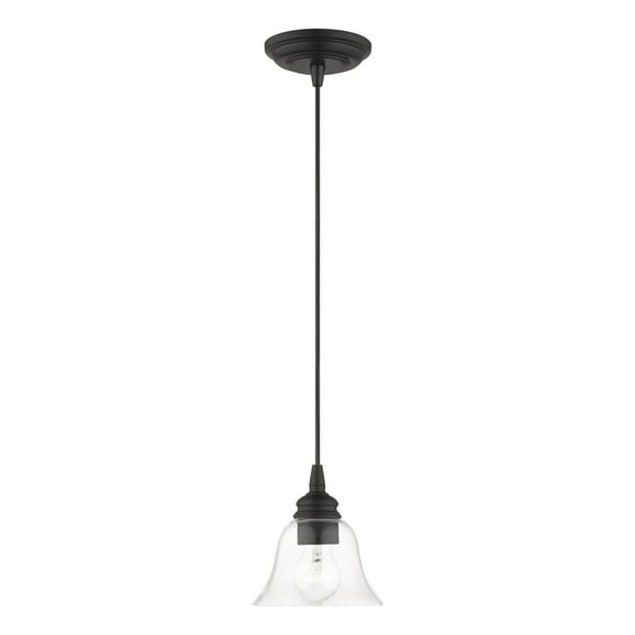 46480-04 Livex Lighting Moreland - 1 Light Pendant In Transitional Style-12.5 Inches Tall and 6.25 Inches Wide-Black Finish    -Traditional