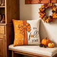 thumbnail image 6 of Fievgin Fall Pumpkin Bow Pillow Covers 18x18, Double-Sided Print It's Fall Y'all Cushion Cases for Thanksgiving Sofa Couch Bed, 6 of 6