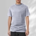 thumbnail image 2 of MIXUE Mens T-Shirts Solid Color Round Neck Short Sleeve Double Layer Solona Half Neck Loose Bottom Pullover Tops Tee Shirts Streetwear,Green,M, 2 of 7
