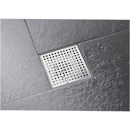 JERFIT 6" Square Shower Drain Cover, Brushed Nickel Stainless Steel Grate, Removable Grid Floor Drain Strainer for Bathroom Kitchen