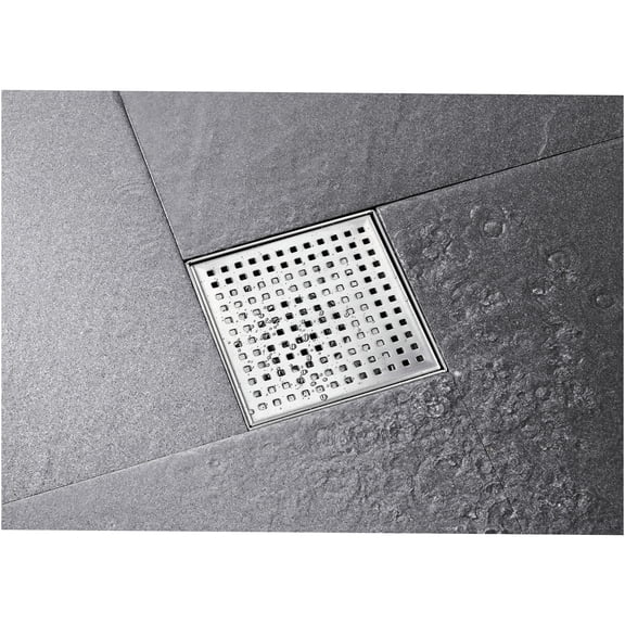 JERFIT 6" Square Shower Drain Cover, Brushed Nickel Stainless Steel Grate, Removable Grid Floor Drain Strainer for Bathroom Kitchen