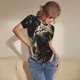 thumbnail image 3 of Fotbe Realistic Style Cute Cat Body de Mujer con Cuello Redondo y Mangas Cortas, Sin Mangas Ajustado, Suave, Cómodo y Básico-Small, 3 of 7