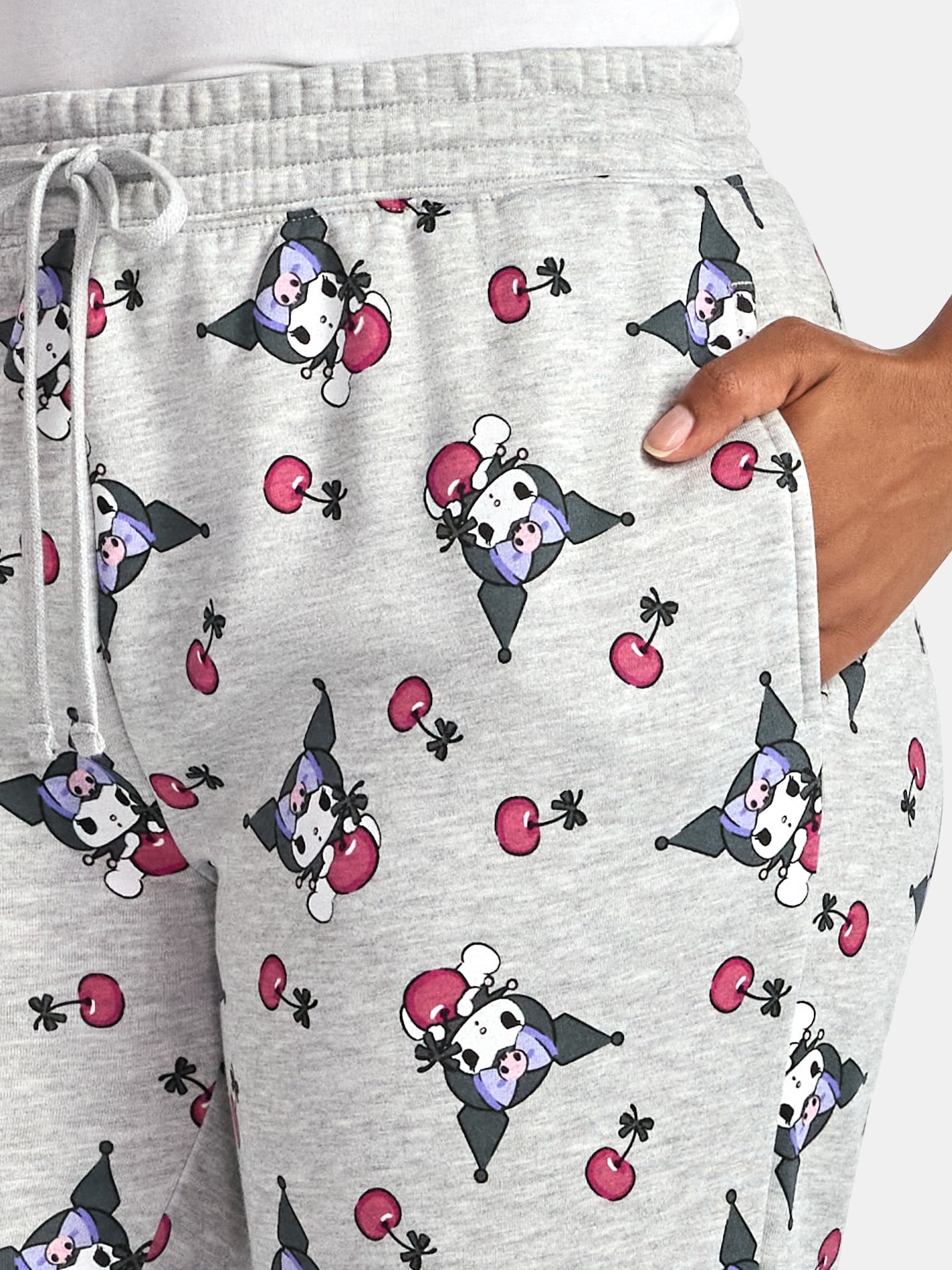 Hello Kitty Women’s Kuromi Graphic Print Wide Leg Jogger Pants, Sizes XXS-XXL