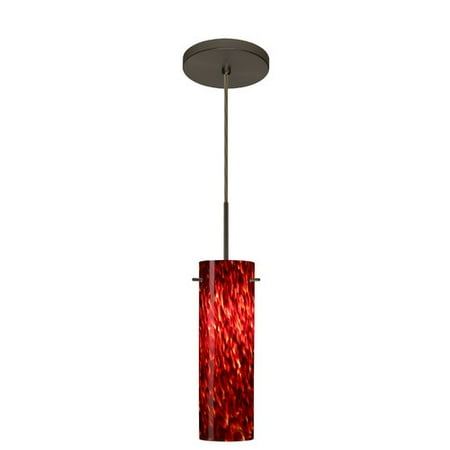 Besa Lighting 1BT-493041 Copa 1 Light Cord-Hung Pendant with Garnet Glass Shade