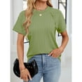thumbnail image 6 of XuJwPNcy Womens Ribbed Knit Tops Short Sleeve Crew Neck Shirts Slim Fit Shirt Summer Casual Lightweight Sweaters Basic Tees, 6 of 6