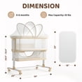 thumbnail image 4 of LINLUX Baby Bassinet,6-Height Adjustable Bedside Bassinet with Wheels,Mosquito Net & All-Sided Mesh,Beige, 4 of 8
