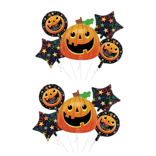 10 globos de Halloween de papel de aluminio reutilizables, decoraciones creativas para fiestas, suministros para fiestas de Halloween para la pared de Estrella negra