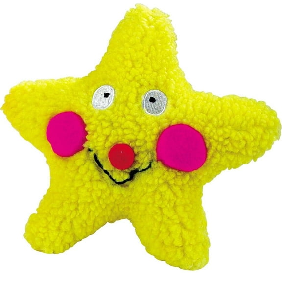 Bright Color Soft Berber Cuddle and Chew Celestial Smile Squeaker Toy For Dogs (Yellow)