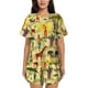 thumbnail image 1 of Balery Ethnic African Conjunto de Pijama para Mujer con Estampado, Dos Piezas de Manga Corta y Shorts, Ropa de Dormir Suave con Cuello Redondo y Bolsillos-XX-Large, 1 of 6