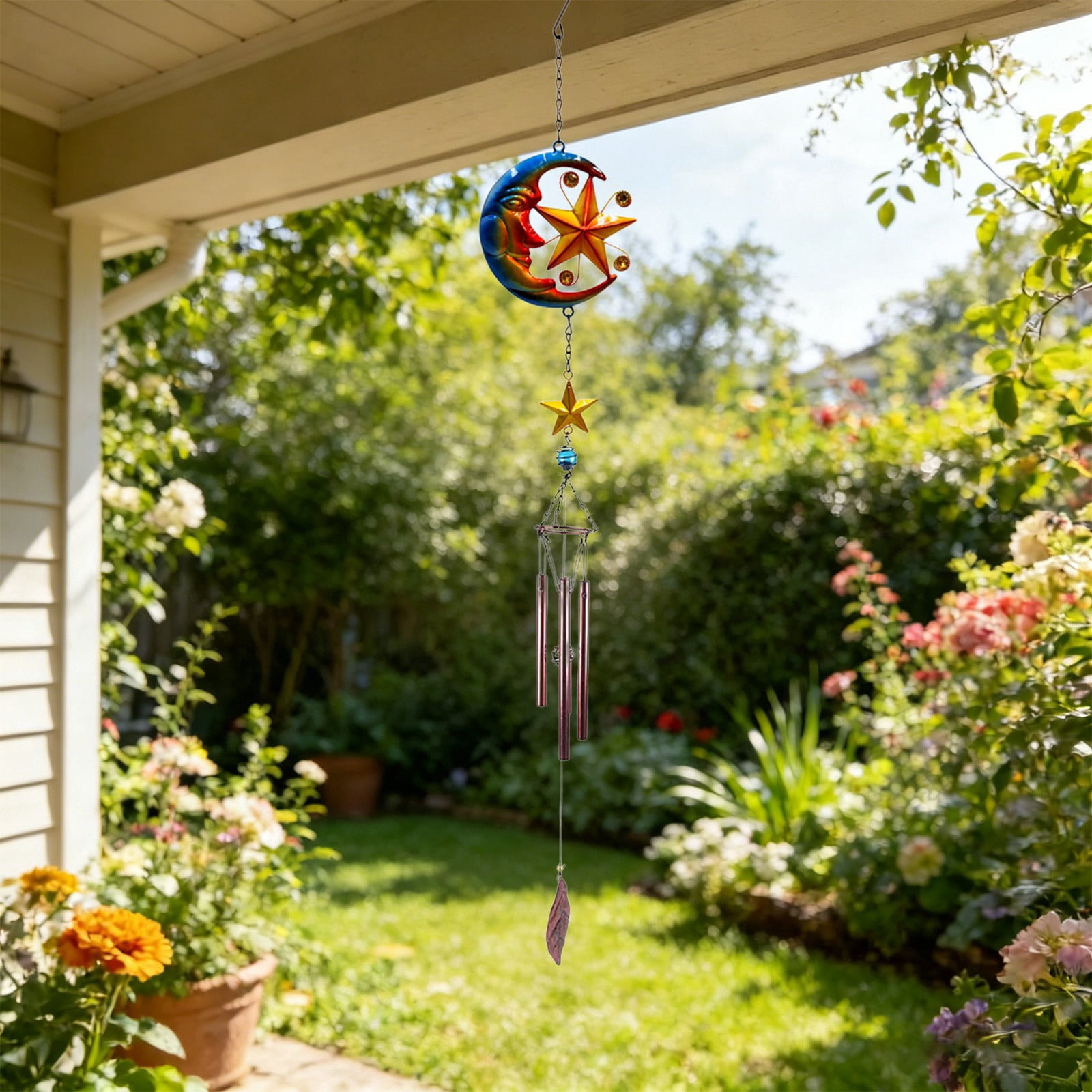 SSZMDLB Wind Chime Iron Art Crafts Pendant, Handcrafted Metal Wind Chimes for Outdoor Garden Decoration, Hanging Bell Windchime for Patio Porch Home Decor, Artistic Pendant Ornaments