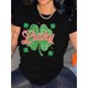 thumbnail image 1 of Camisetas de manga corta para mujer, diseño gráfico1pc Women'S St. Patrick'S Day T-Shirt - Casual Polyester Crew Neck Top with Four-Leaf Clover Print, Camisetas de verano para mujer, manga corta, cu, 1 of 6