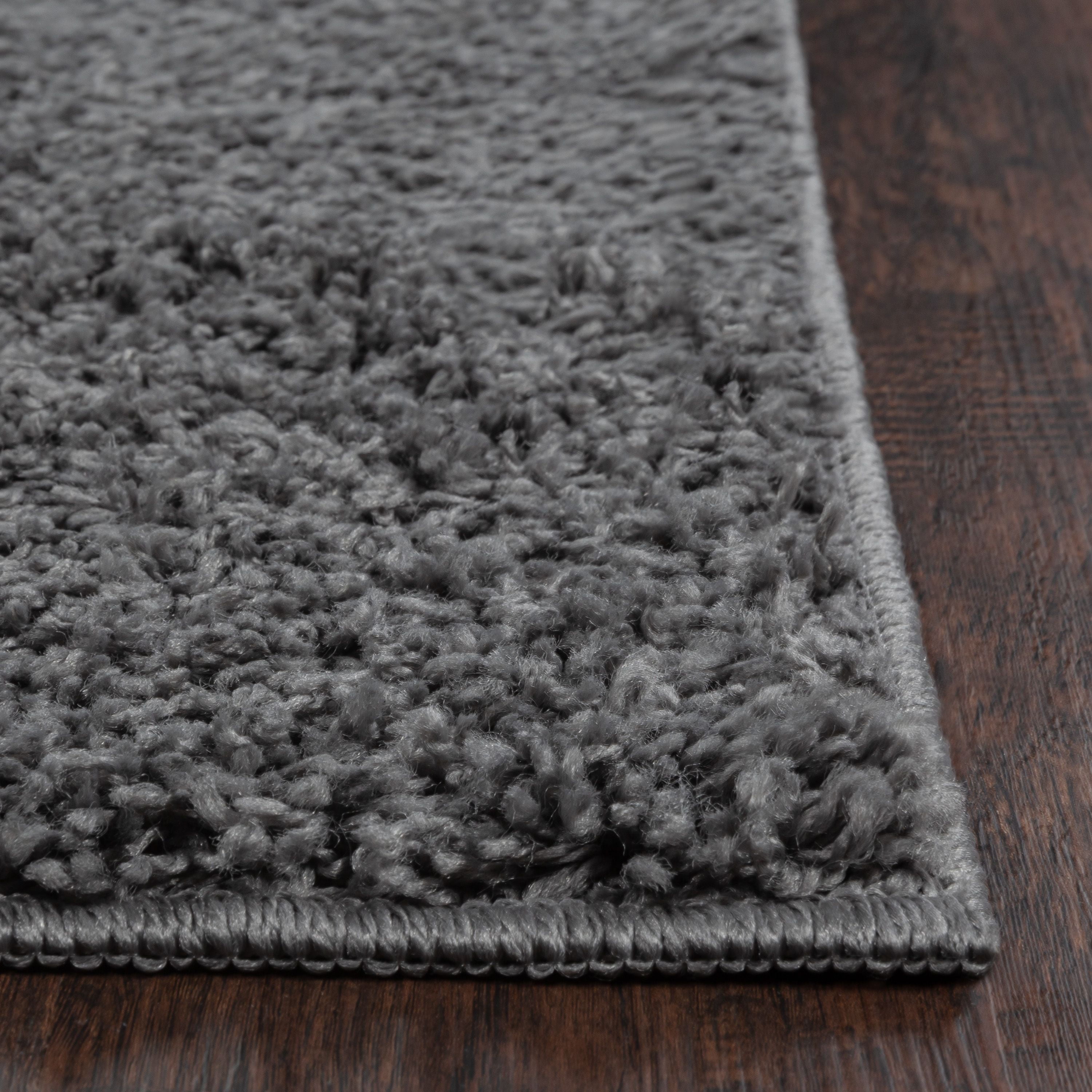 Mainstays Traditional Solid Gray Shag Indoor Area Rug, 3' x 4'8"