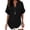 Black, variant on Relaxed Oversized Cotton Linen Blend Summer Tops, Notch V Neck Raglan Short Sleeve Lightweight All-Match Daily Vacation Casual Shirt Navy L
