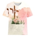 thumbnail image 3 of Homenesgenics Womens Tops Plus Size 2X Women's Fashion Short Sleeve Retro Round Neck Printed Loose Tops Blouse Gifts for Women, 3 of 3