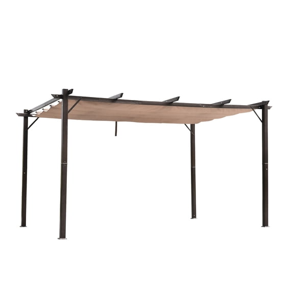 10' x 13' Outdoor Retractable Pergola Canopy, Aluminum Patio Pergola, Backyard Shade Shelter for Porch Party, Garden, Grill Gazebo, Brown