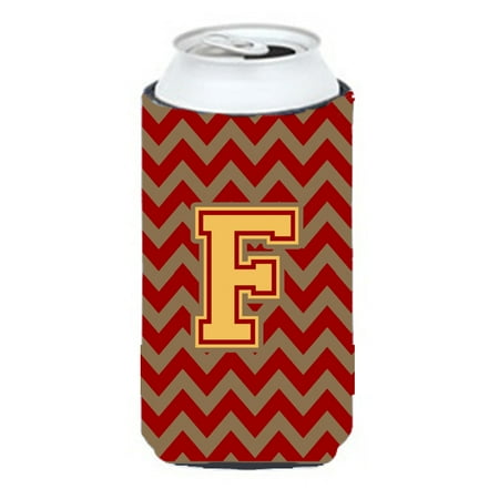 

Carolines Treasures CJ1048-FTBC Letter F Chevron Garnet and Gold Tall Boy Beverage Insulator Hugger Tall Boy
