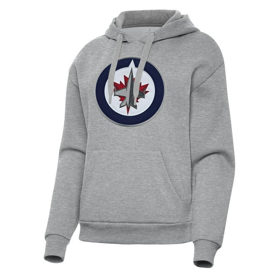 Women's Antigua Heather Gray Winnipeg Jets Victory Pullover Hoodie