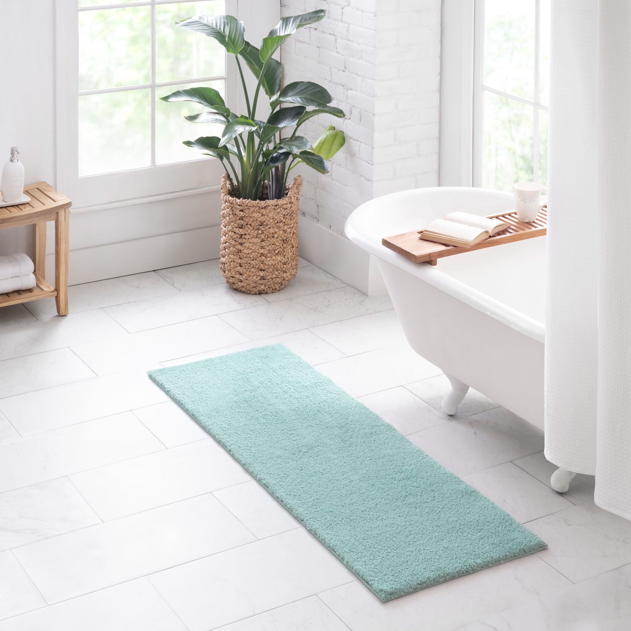 Better Homes & Gardens Ultra Soft Polyester Bath Runner Rug, 20 in x 60 in, Aquifer
